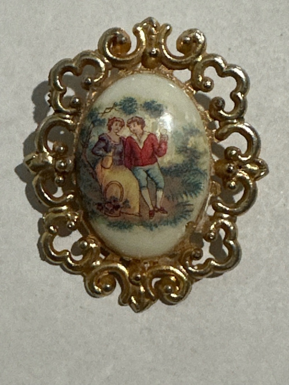 Adorable Vintage painted porcelain brooch
